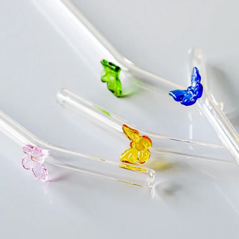 Glass Straw Cute Butterfly Shape