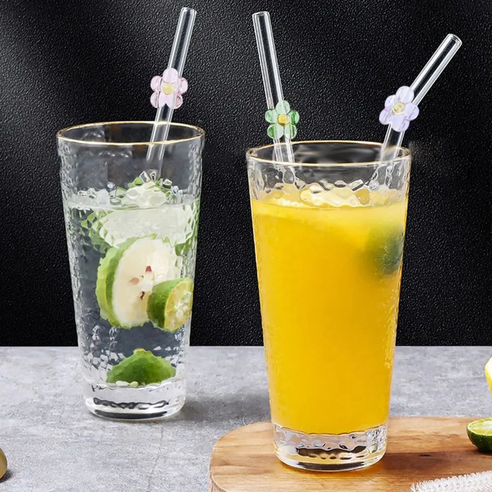 Flower Glass Straws – Straight/Bent