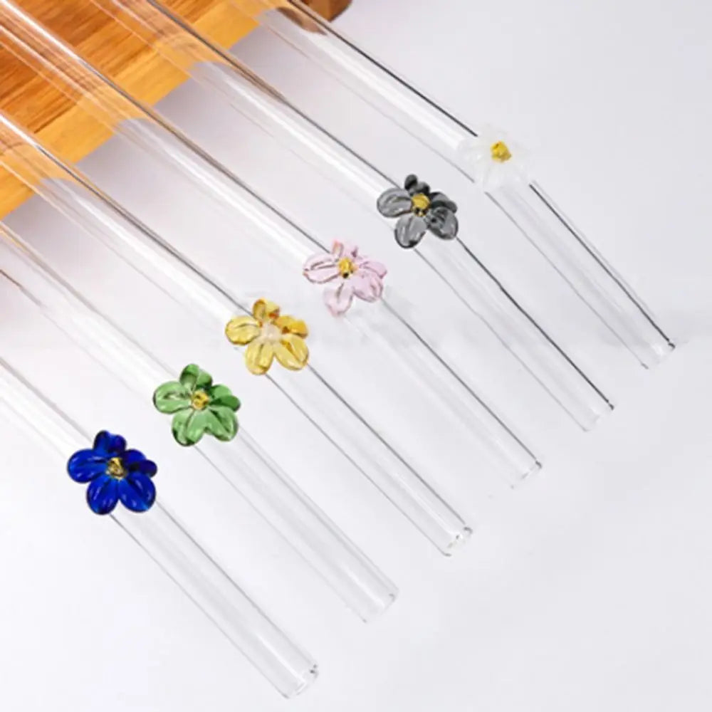 Flower Glass Straws – Straight/Bent