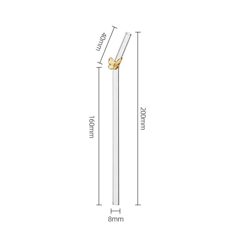Glass Straw Cute Butterfly Shape