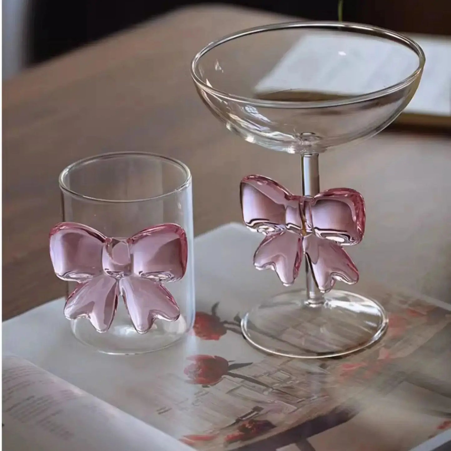 Bowknot Glass cups and candle holder